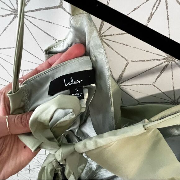 Stun to Remember Sage Green Satin Cowl Neck Cutout Midi Dress - Picture 6 of 8